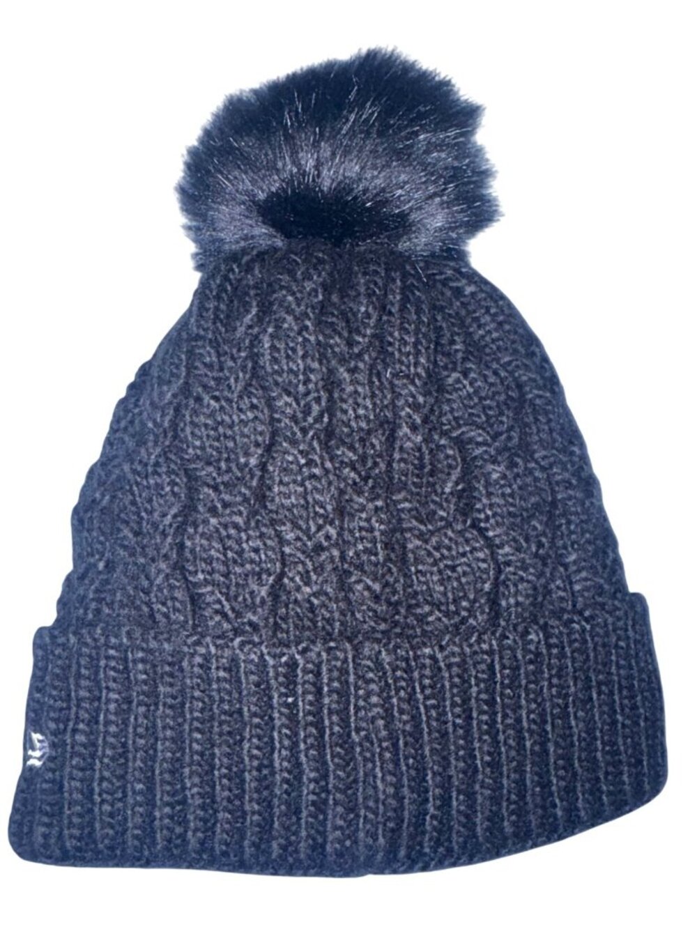 New Era San Francisco Giants Womens Black Knit Beanie Hat With Faux Fur Pom & Fl - Picture 5 of 5